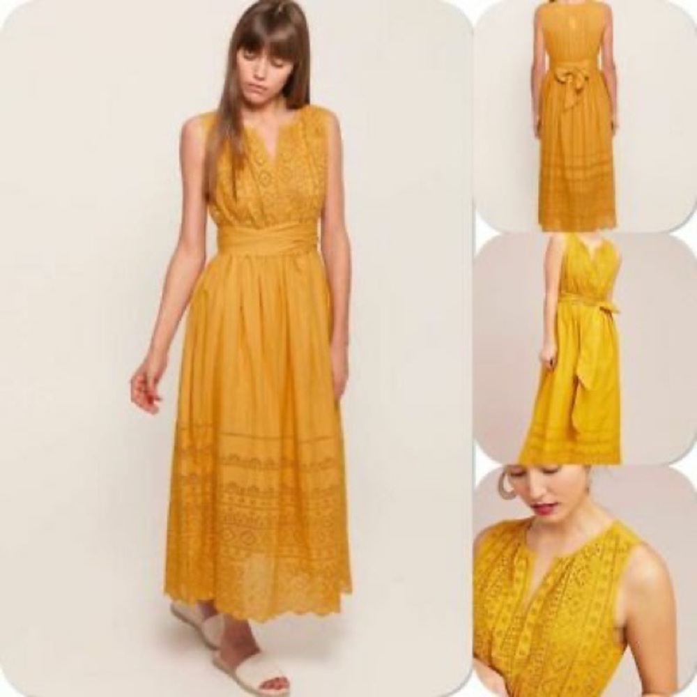 Anthropologie Mustard Maxi Dress
